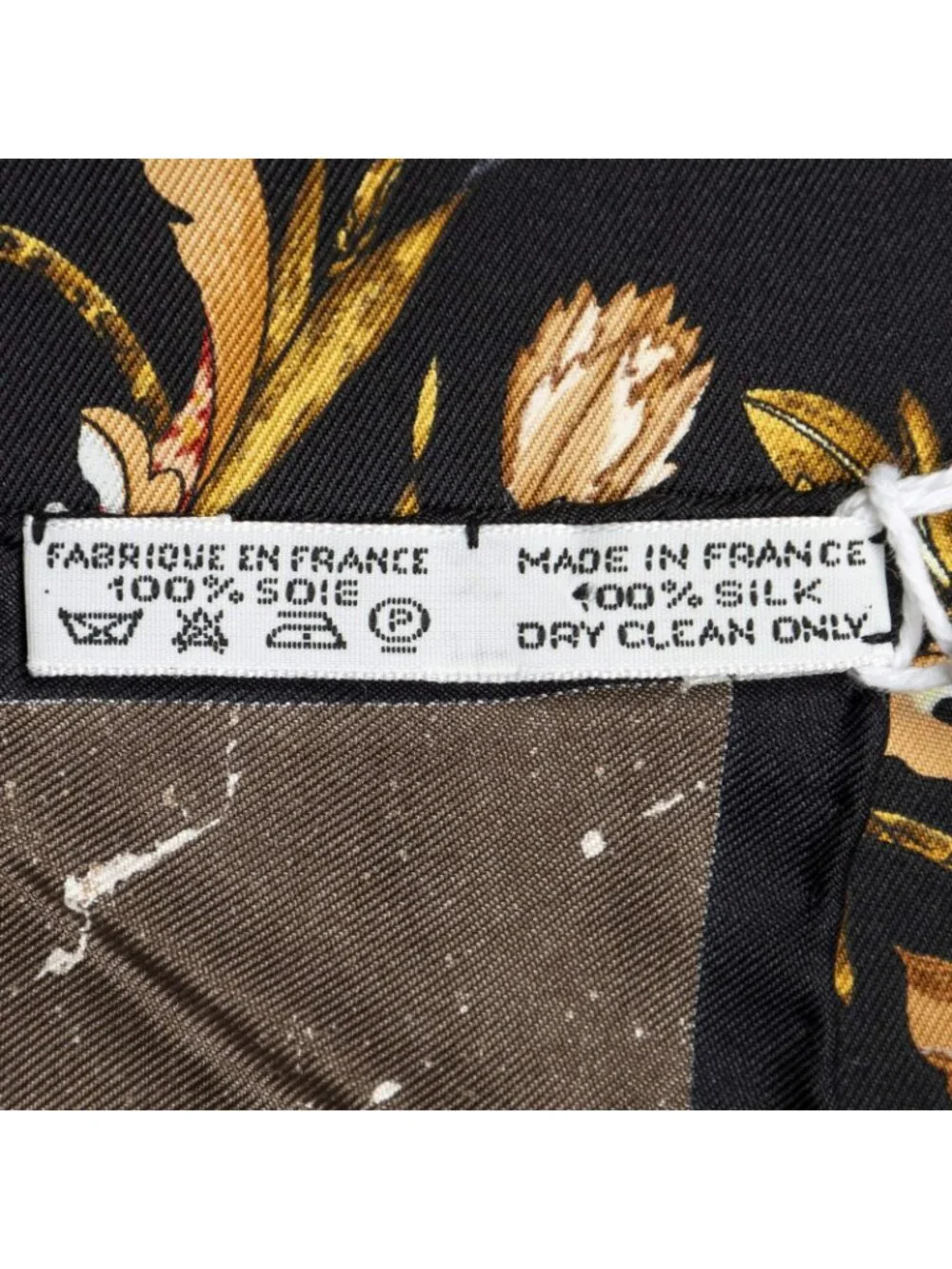 Hermes Scarf Black Yellow Brown Silk